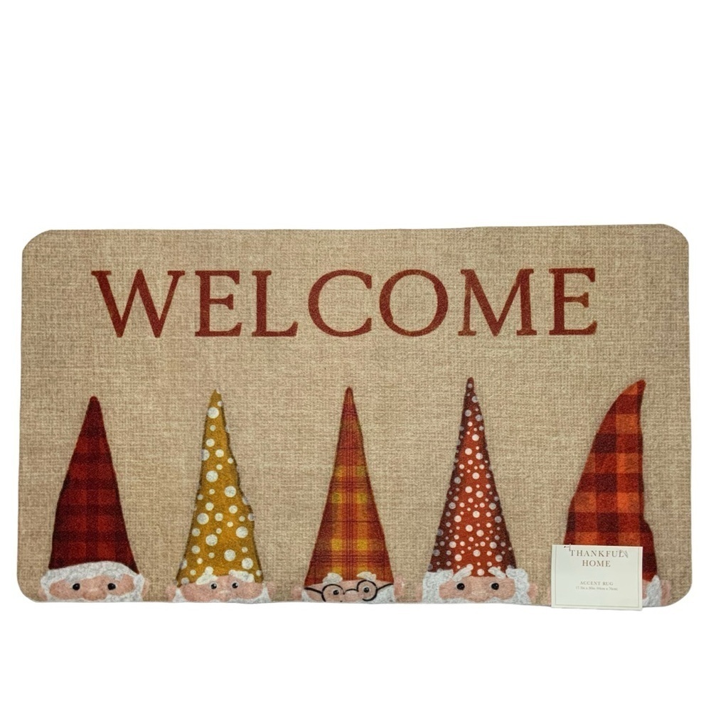 Thankful Home Gnome Rustic Welcome Mat Non Skid Rectangle Neutral 17 x 30 in - Picture 4 of 16